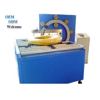 New Professional Horizontal Automatic Steel Packing Coil Wrapping Machine For Strap Rolls Tyres Tube Hose Coils Price