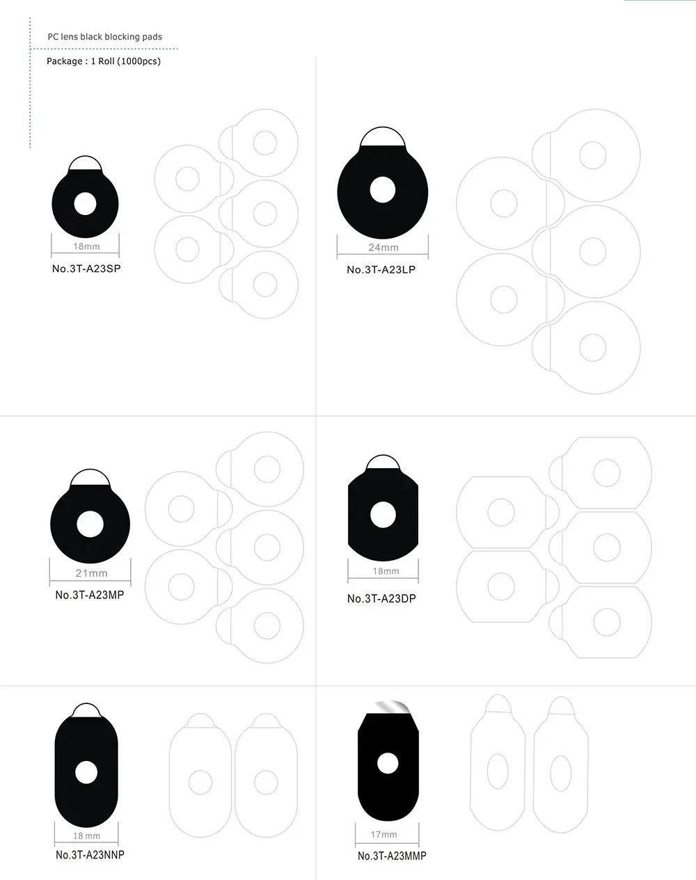 1000pcs Glasses Processing Lens Edger Blocking Pad Anti-Slip Tape Double-Sided Adhesive Mat Edging Optical Adhesive Sticker