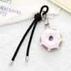 White Crochet doughnut keychain