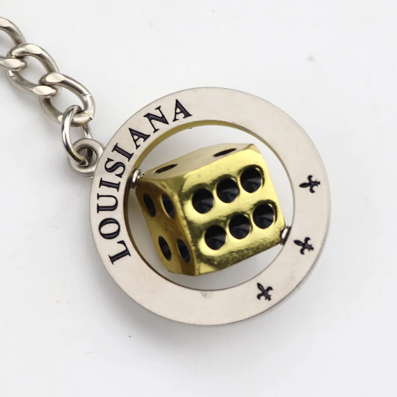 Customized Promotional Different Shape 3D Dice Metal Rotate Keychain