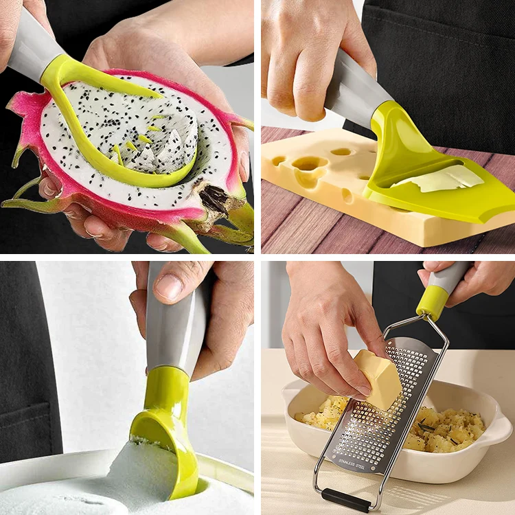 2024 High Quality Multi Abs Standing Kitchen Gadget Set Food Filter Screen Melon Planer Egg Beater Cheese Planer Bottle Opener