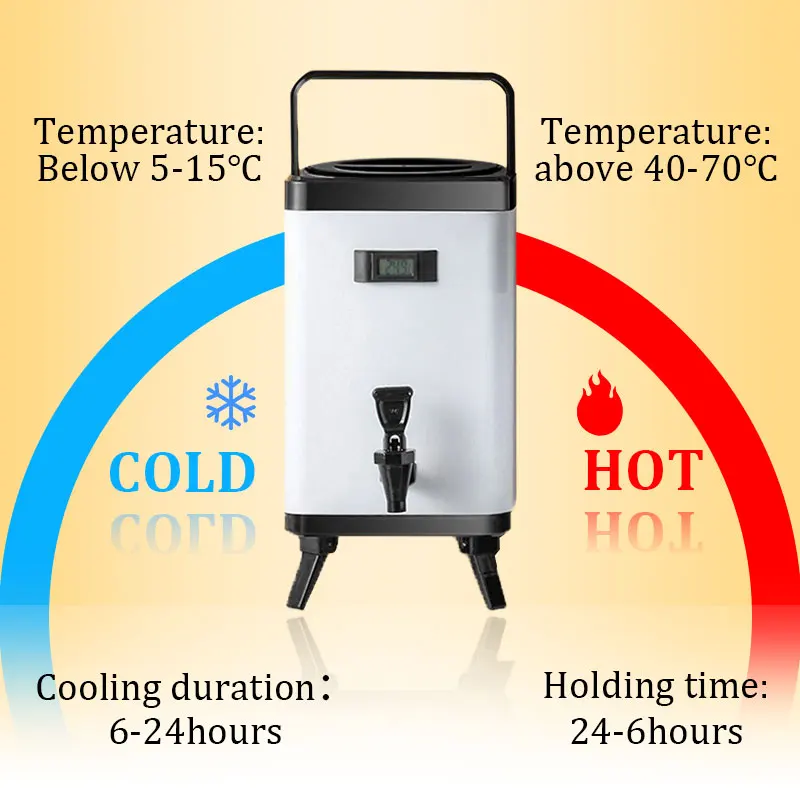 Distributore Isolato Per Bevande 8L In Acciaio Inox Con Rubinetto, Per Tè E Bevande Fredde