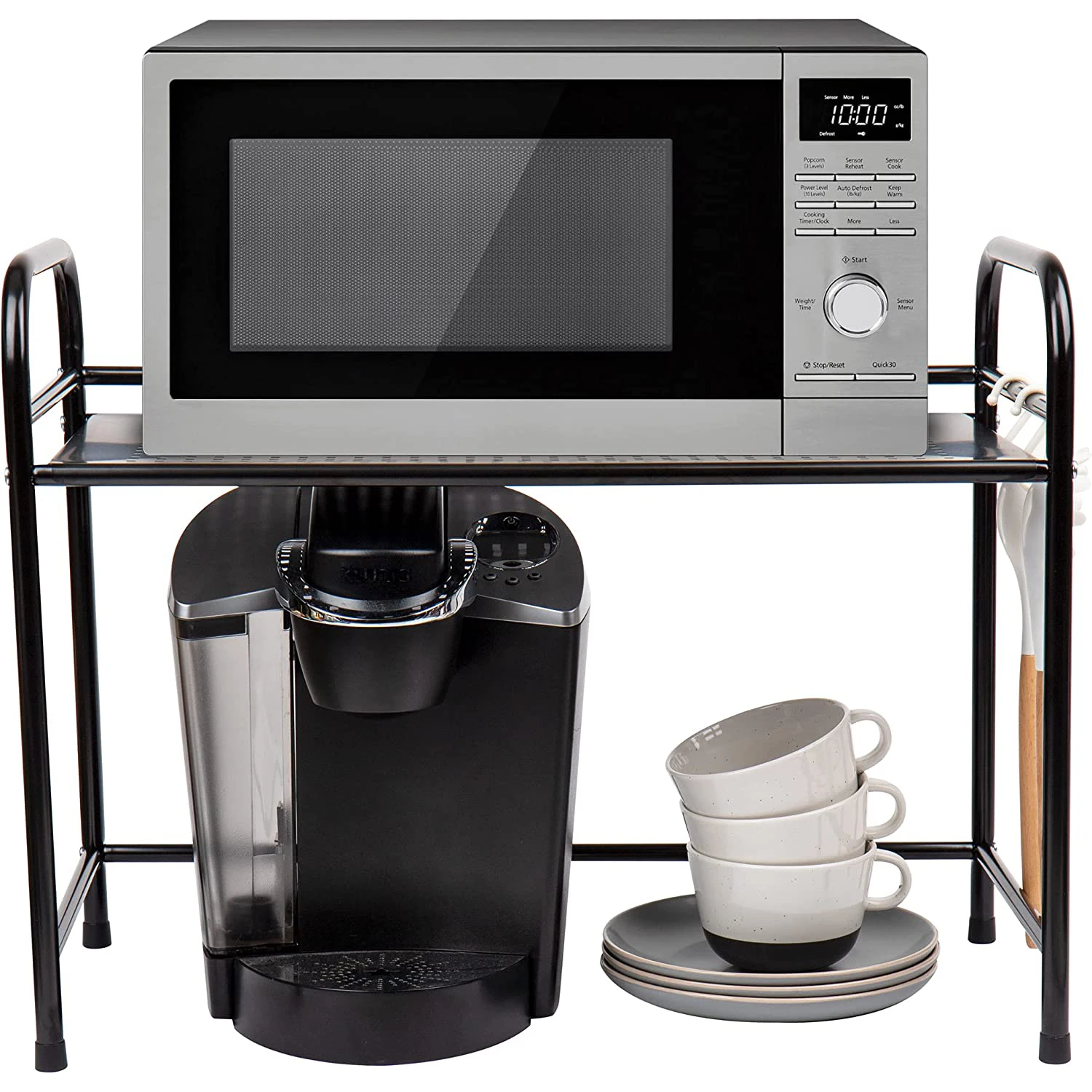 Wholesale Eco-Friendly Foldable Space-Saving Powder Coated Modern Kitchen Counter Cabinet Sturdy Iron Storage Rack Microwave