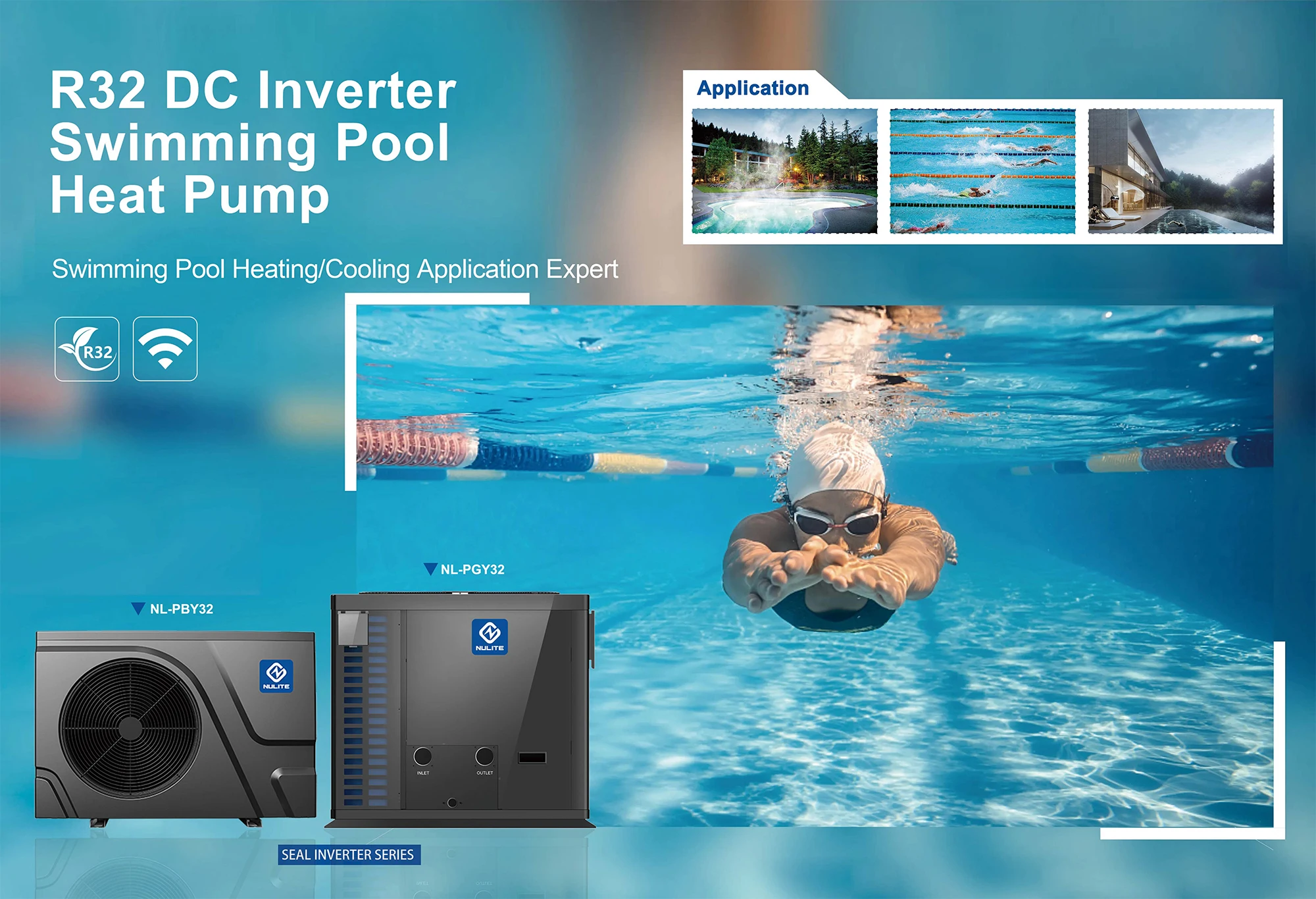 Dc Inverter Air Source Swimming Pool Heater SUNRAIN DC Inverter
