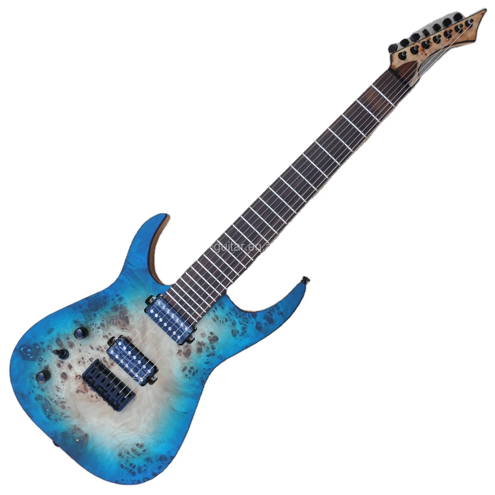 Flyoung Left Handed 7 Strings Electric Guitar Stringed Instruments Burl Maple Veneer Guitar