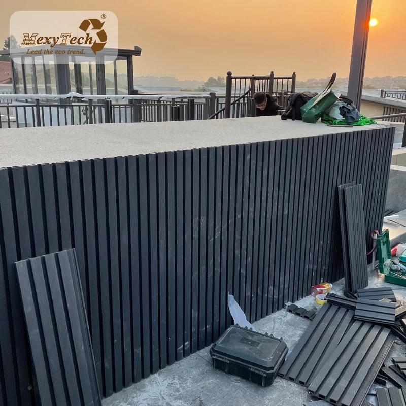 Patterned Commercial Vertical Slat Wall WPC Gates Garden Ideas Wood Plastic Composite Fence