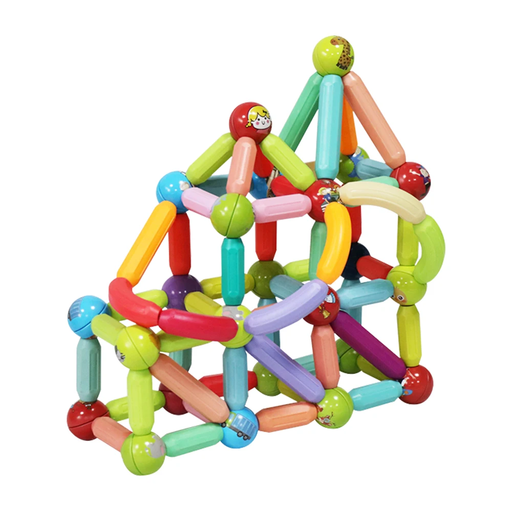 Customizable Baby Safety Magnetic Blocks Colorful Magnetic Building Sticks and Balls 3D Educational Toys Magnetic Rods for Kids