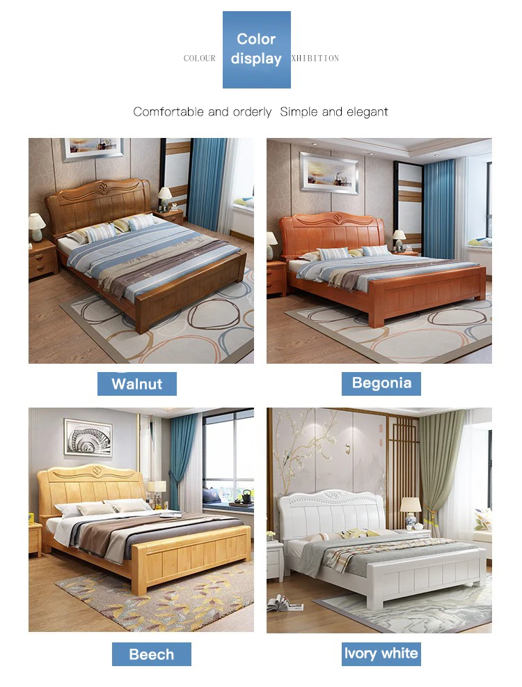 2021 Contemporary Modern Bedroom Set Antique Solid Wood Classic Double