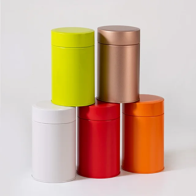 85*143mm New Creative Cylindrical Tinplate Tea Cans Multicolor Commercial Tea Packaging Cans