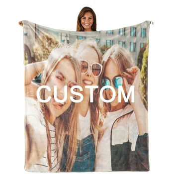 Custom Sherpa Throw Fleece Blanket Flannel Woven Blanket TV Blanket Wholesale Drop Ship FBA POD