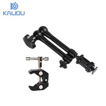 Adjustable Articulating 11 Inch Magic Arm + Large Crab Super Clamp for Camcorder LCD Monitor LED Light DSLR Camera