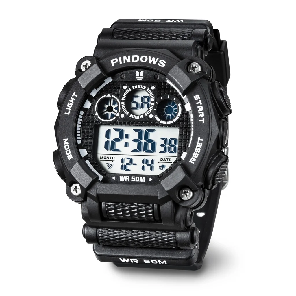 PINDOWS 8005 LED Kids Digital Watches Waterproof Sports Wristwatch