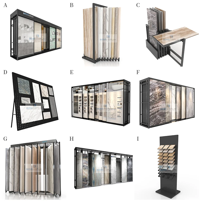 New Style Customized Tile Display Metal Rack 360 Degree Rotating Simple Ceramic Tile Marble Stone Sample for Showroom