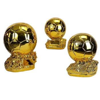 Trophy Suppliers Three Colors 15/20/25/35cm Resin Ballon d'or Trophy Football Golden Ball Trophy
