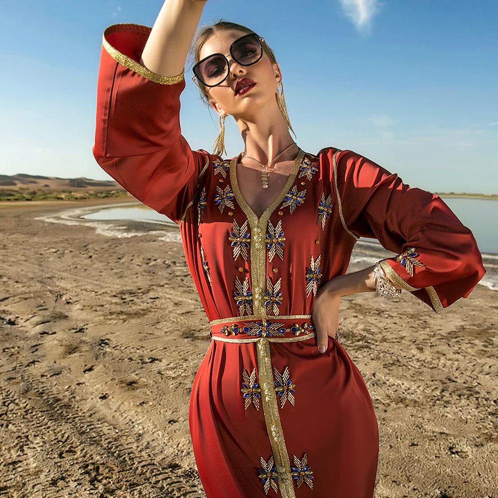 red moroccan dress Luxury Moroccan Kaftans Dress for Women