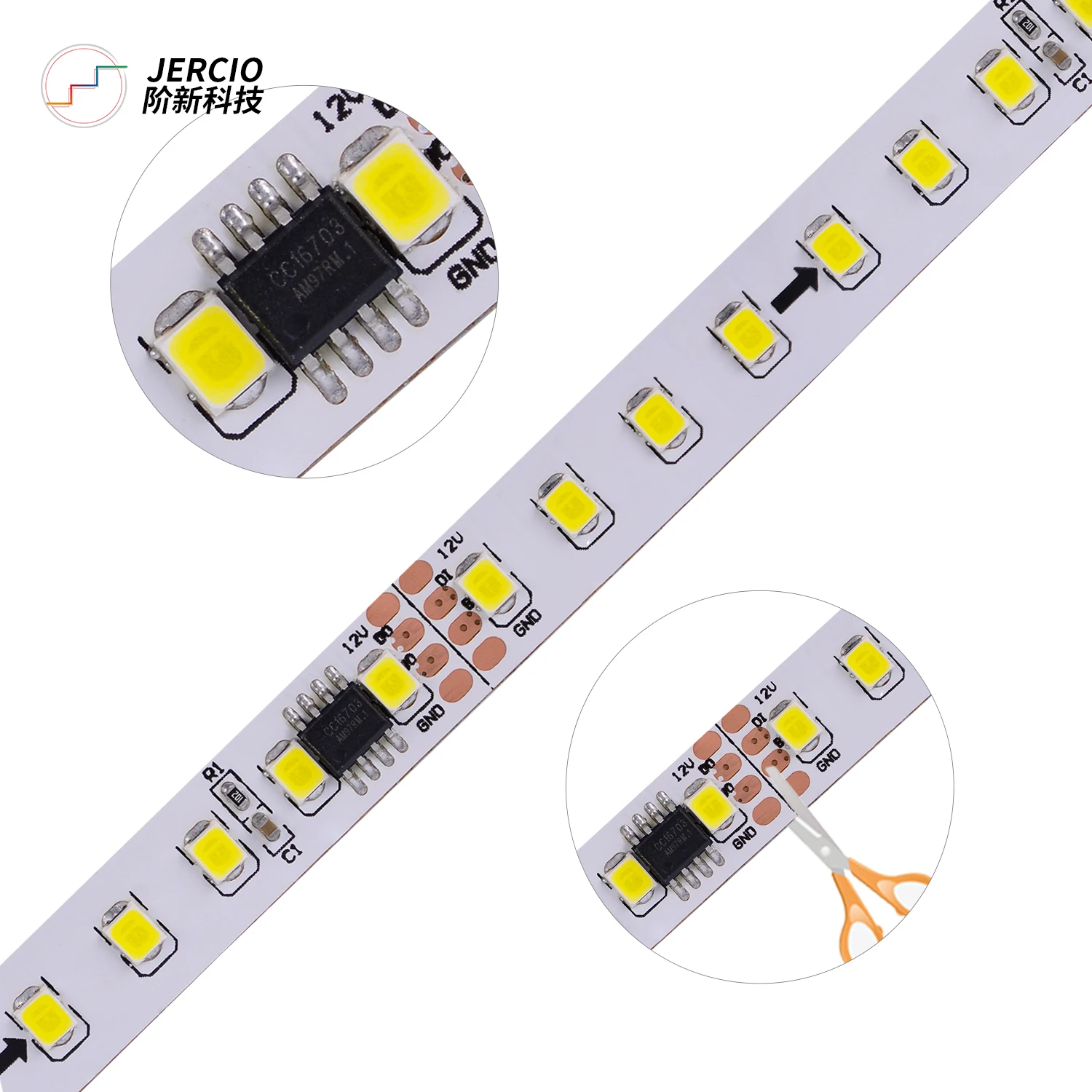 Jercio 5M LED Light Strip Motion Sensor 12V Under Cabinet Light Kitchen Lamp 2835 Ribbon LED Strip Stairs Lighting
