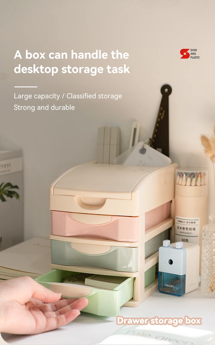 ITEM NO.5201BZ Factory 2/3/4 Layers Desktop Organizer Office Plastic Drawer Type Storage Box details