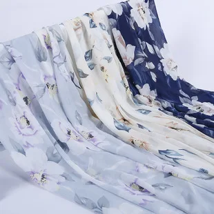 Жаккардовое платье-рубашка с цифровым принтом, шифоновая блузка с наземным рисунком из 100% полиэстера, шелковая шифоновая ткань с цифровым принтом