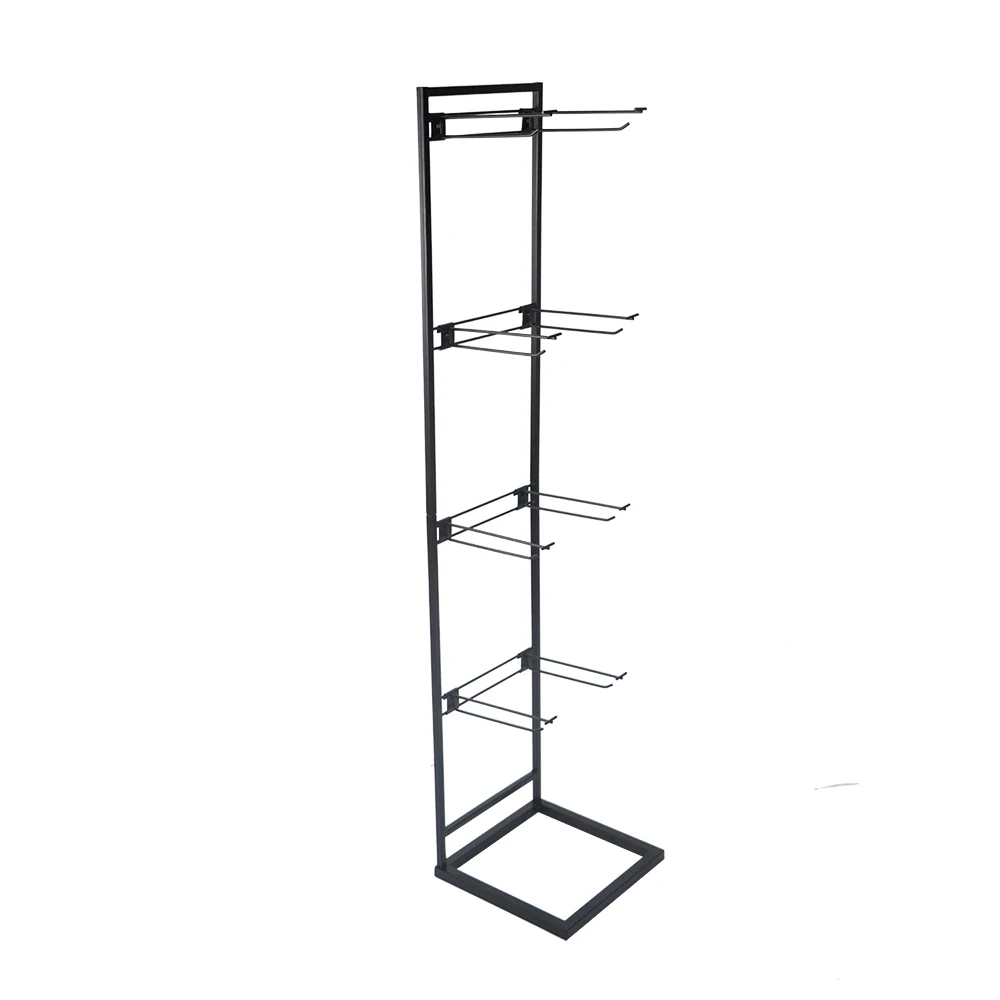 Sachet Display Racks Free Standing Retail Snack Bag Hanging Display Stand with Hooks 4 Layers