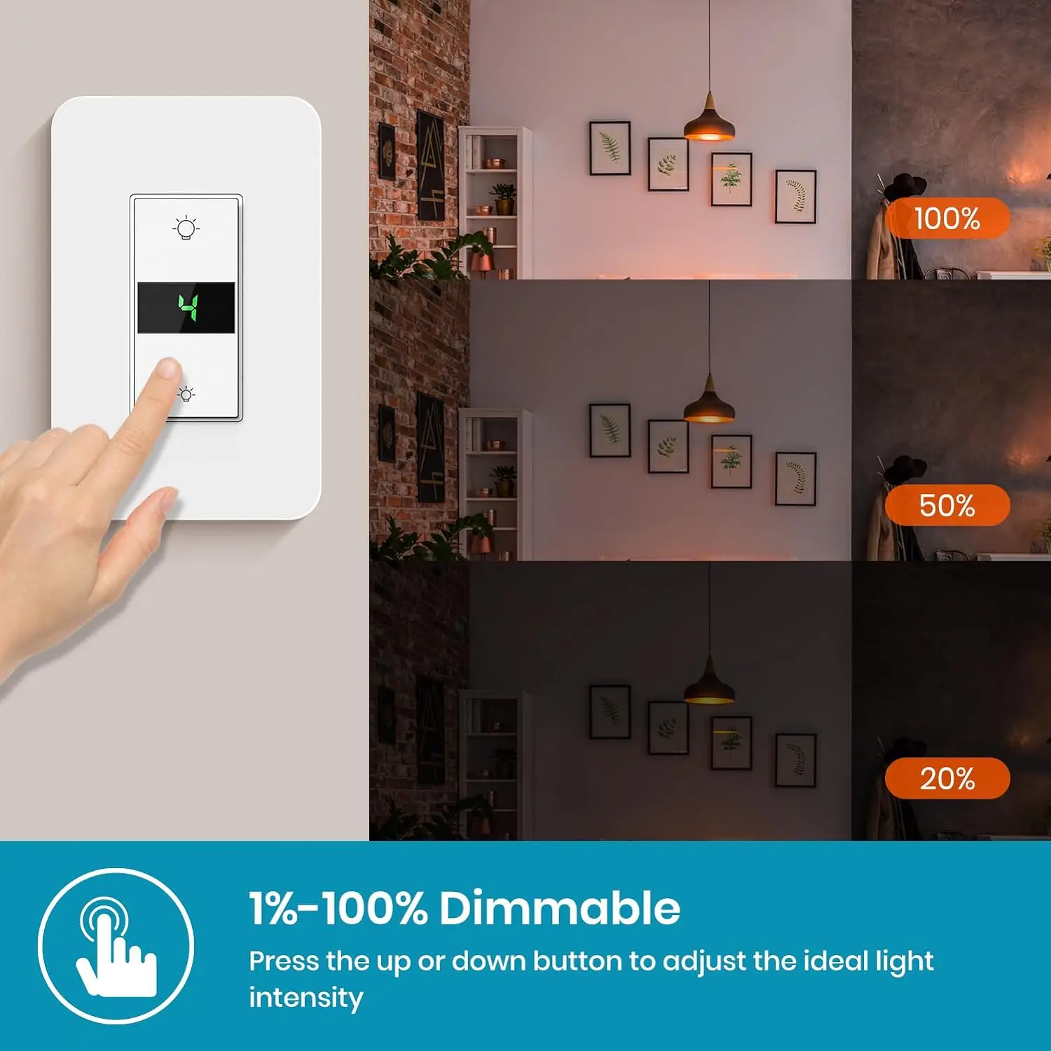 US 2024 New Model Milfra Smart Dimmer Switch Digital Display 3 Way Dimmer Smart Switch Works with Siri Neutral Wire Required