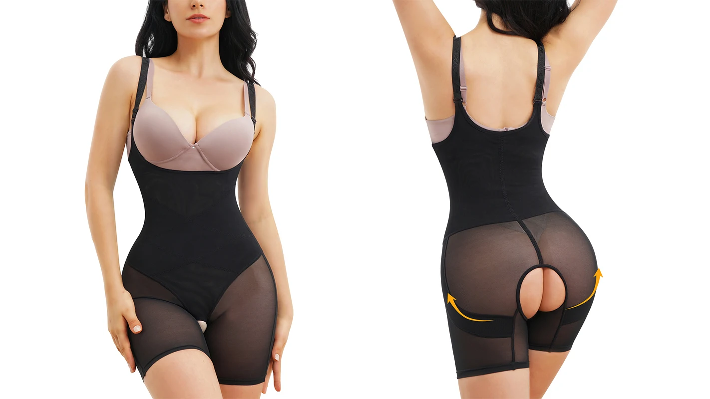 Colombian Womens High Compression Shapewear Bodysuit With Open