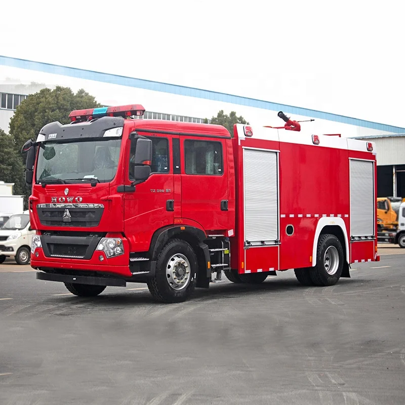 Howo Double Cab 4x2 Fire Truck 8 Ton Remote Control Fire Rescue Truck Mounted with High Pressure Water Cannon