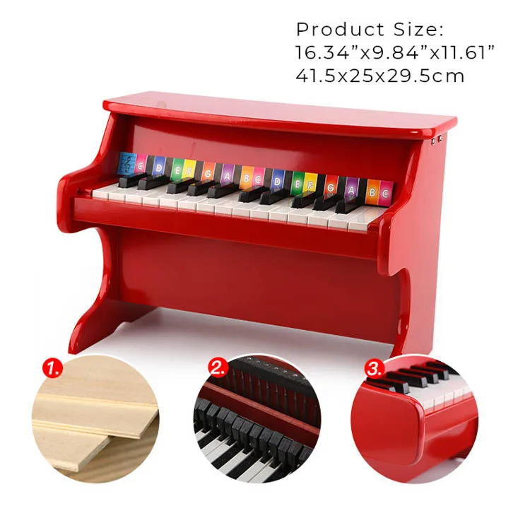 Mini Piano rojo vertical educativo para niños, conjunto de