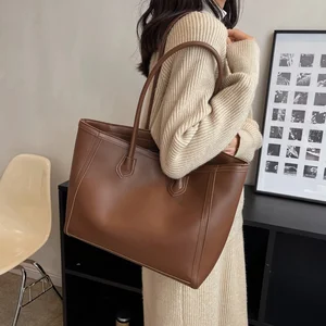 Minissimi Low MOQ Fashion Solid Quality Zipper Tas Bahu Winter Big Pu Leather Strap Bag Women's Shoulder Bags