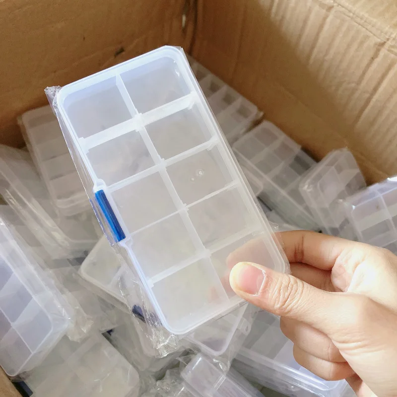 10 Grid Clear Jewelry Box, Adjustable Plastic Bead Storage