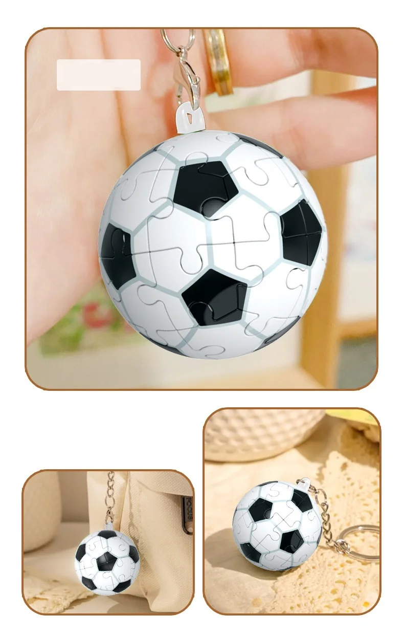 Plástico pequeño assebly rompecabezas bolas baloncesto llavero 3D