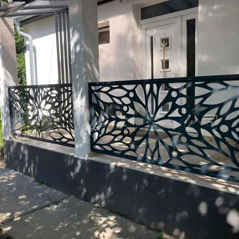 product laser cut art fence galvanized steel balustrades handrails outdoor balcony privacy deck fence modern corrosion resistant-2