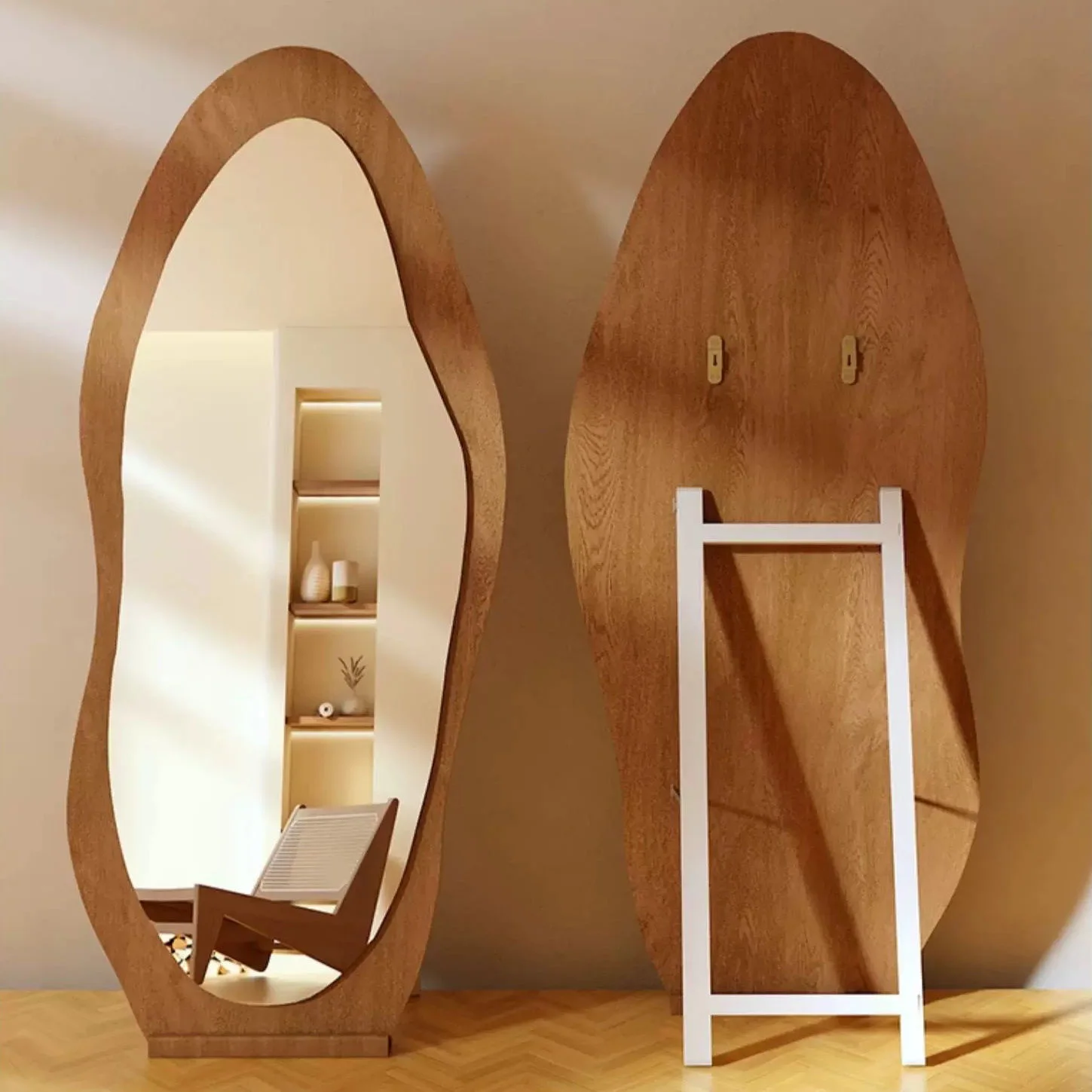 product custom large wood framed full length dressing wall mirror for living room decor-5