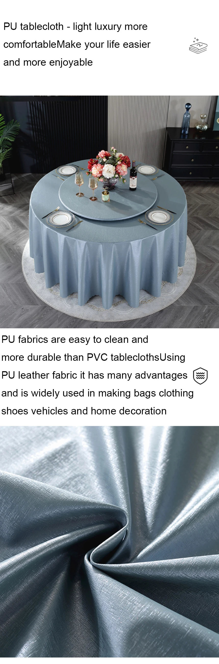 Hotel Round Tablecloth Waterproof Oil Proof Ironing And Wash Free Table