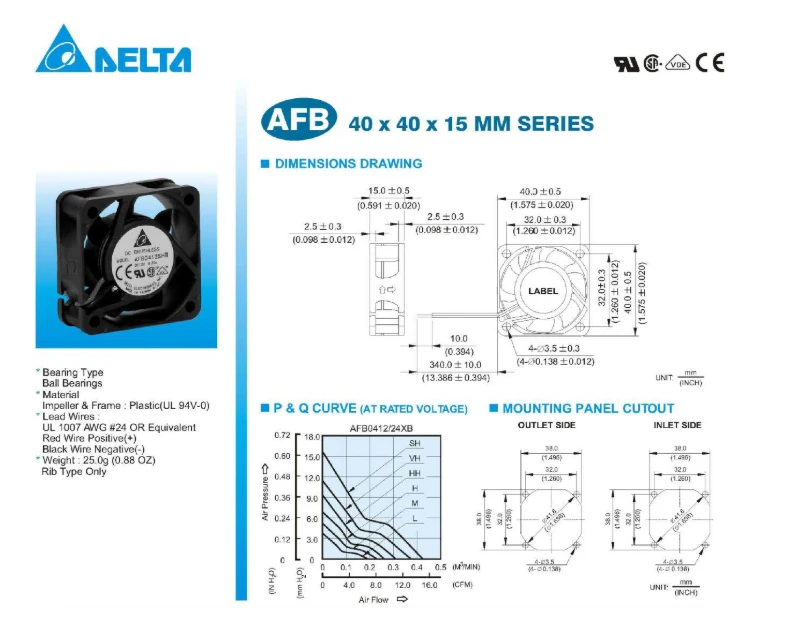 Original electric axial flow cooling fan AFB0412SHB DC cooling fan