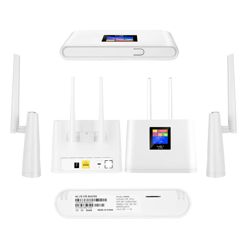 CPF908 LCD 4G CPE Router Sim Card Router With Removed External Antenna LTE Wireless Hotspot