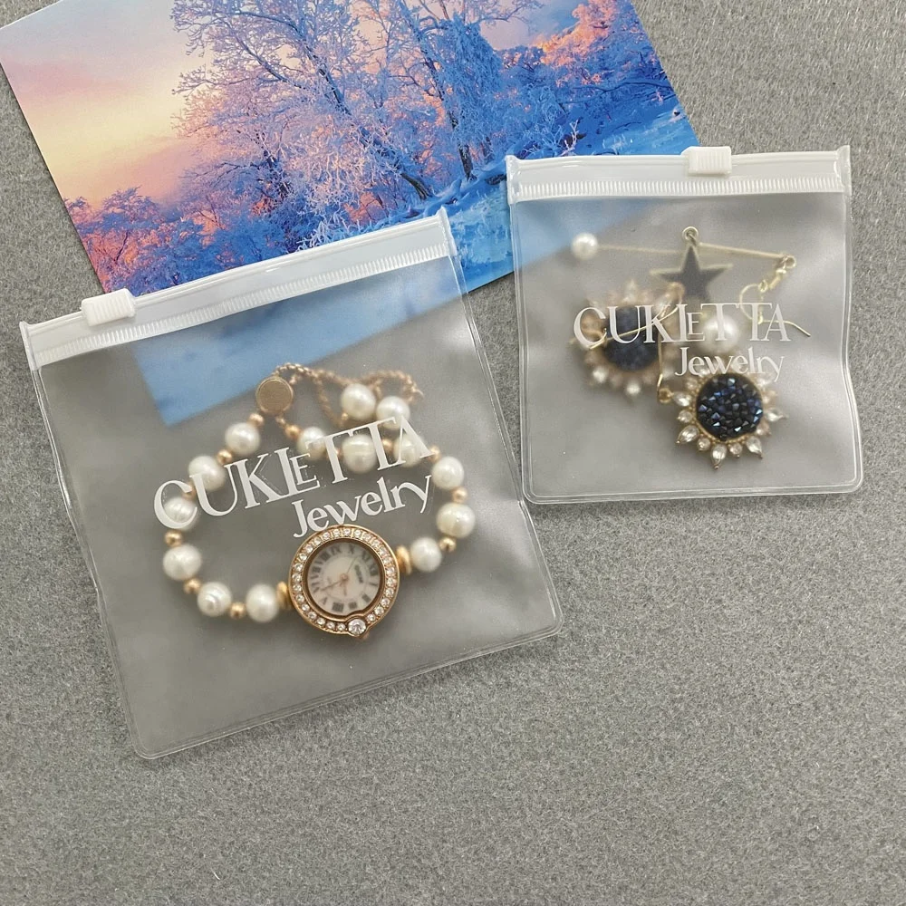 Biodegradable Custom LOGO Ziplock Jewelry Packaging Bag PVC Clear Mini Zipper Pouch Jewelry Necklace Zipper Bag