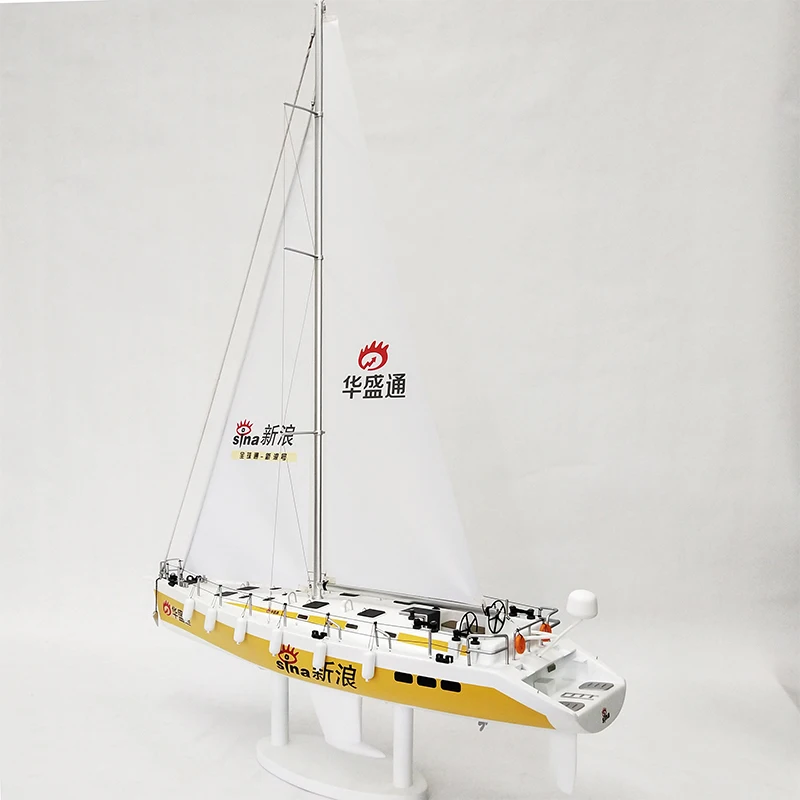 Handmade Sailboat Model High Workmanship Nautical Gift Ocean Artwork Studio Customized 95cm Miniature Plastic Sailboat Model