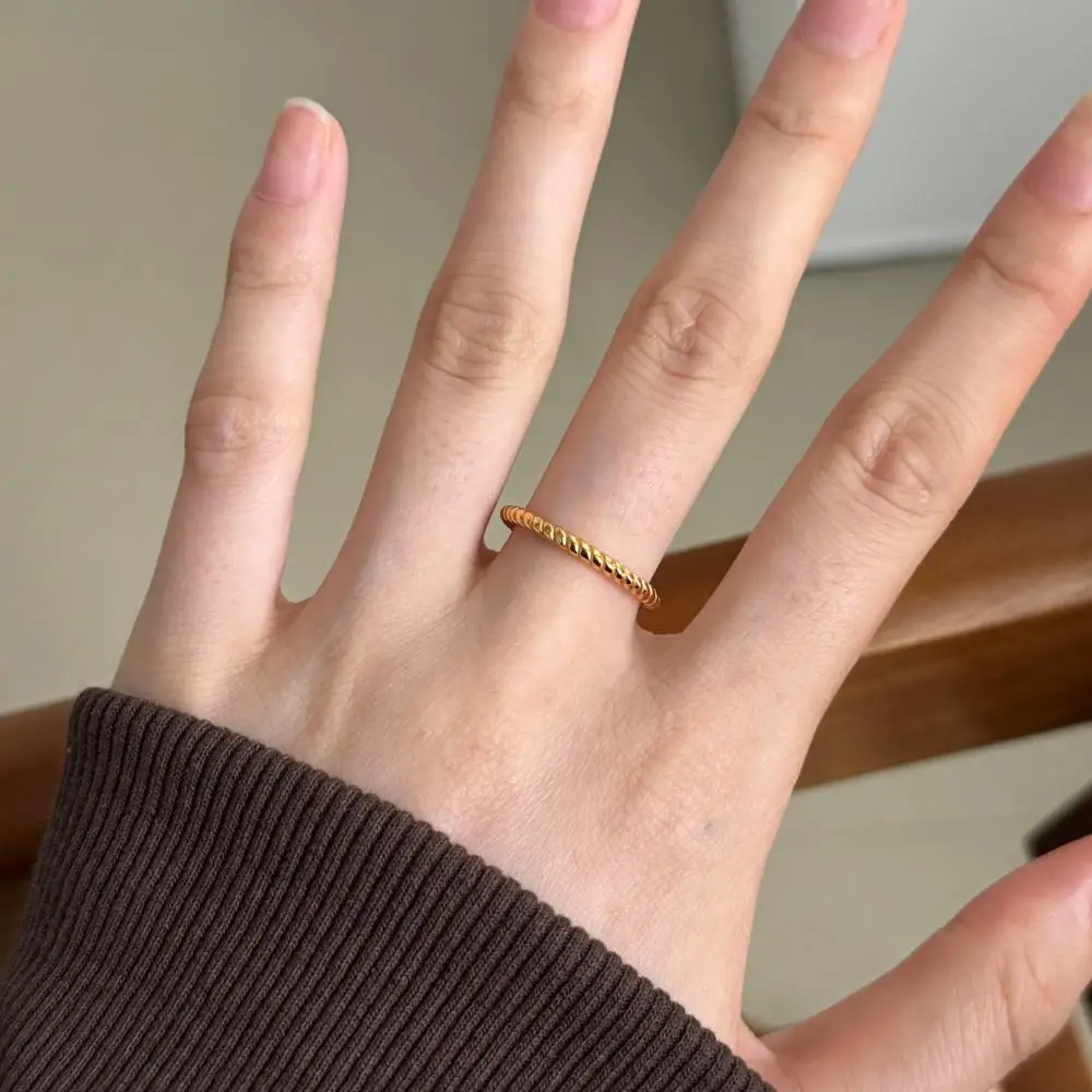 KAKODIY Classic 18K Gold Plated Ring Jewelry Engagement 925 Sterling Silver Snakeskin Pattern Simple Ring detail 6