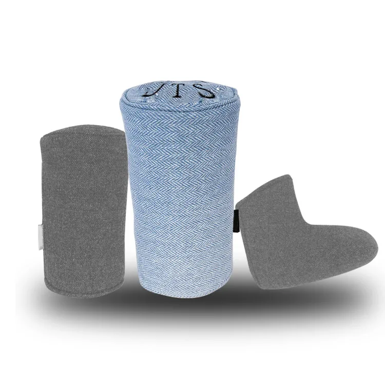 Hand Made Plaid Tweed Wool Material Barrel Custom Logo Golf Head Cover