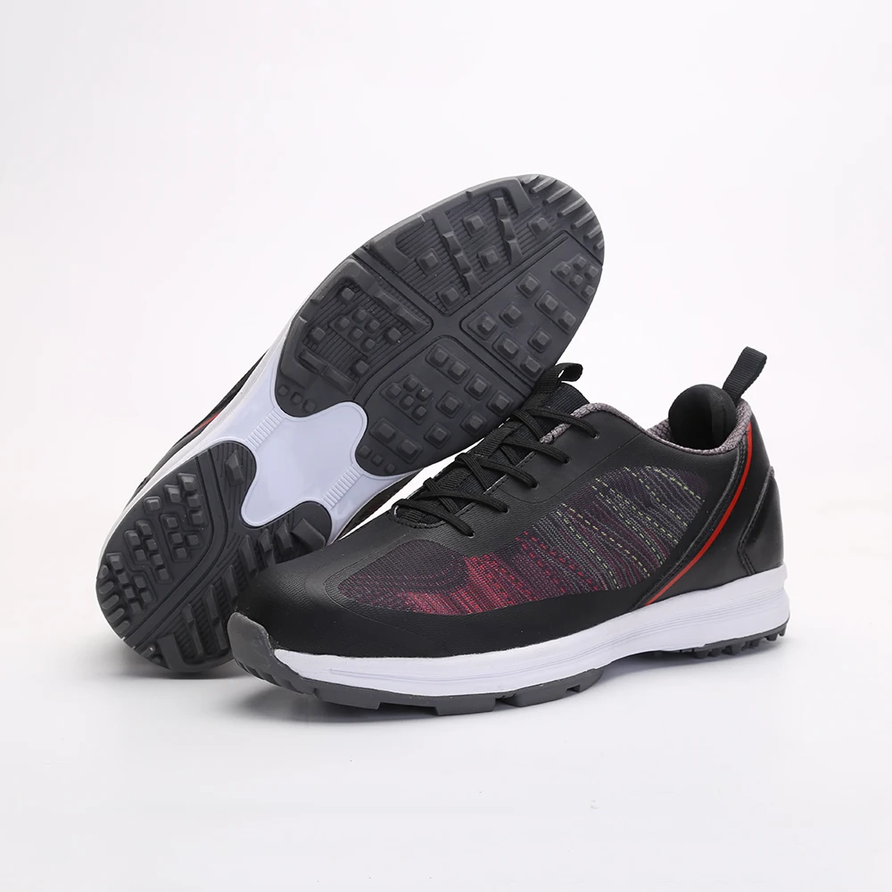 Custom oem sport cheap leather rubber spike golf shoes for men