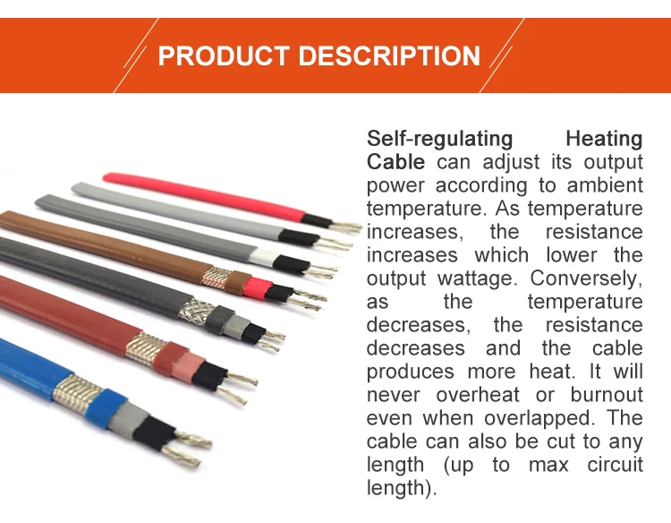 Easy Installed Heat Pipe Tracing Self Regulating Heating Cables With