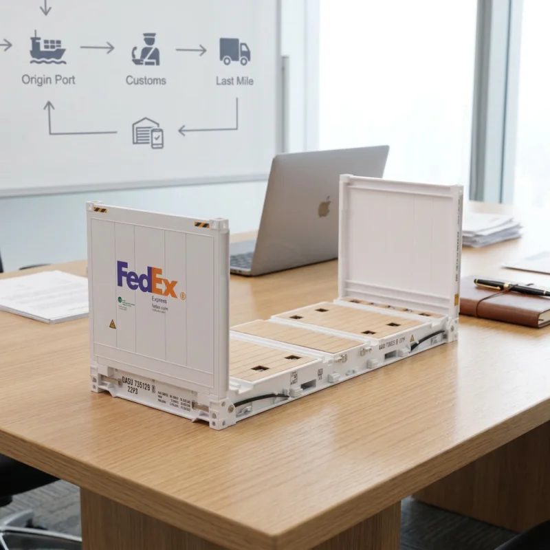 【LAC】O.A.S Container Model Factory Customized Scale1:20 Plastic Crafts Shipping Boxes FedEx Flat Rack Container Model