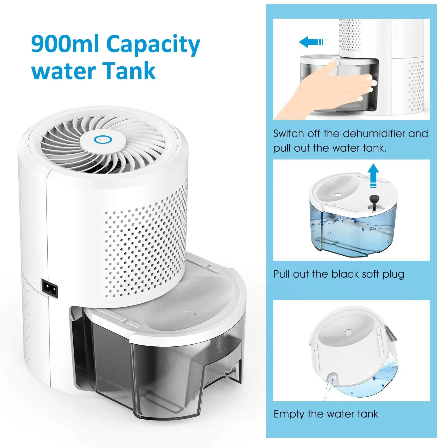 Modern White Dehumidifier with Top Air Outlet Compact Size Low-Noise Performance Ideal for Small Bedrooms Closets and Bathrooms 5