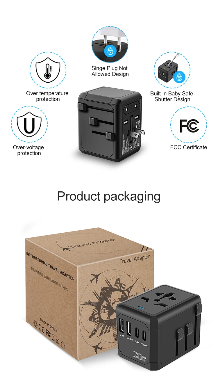 Us Au Eu Uk Plugs All In One Universal Thailand Travel Plug Adapter Usb