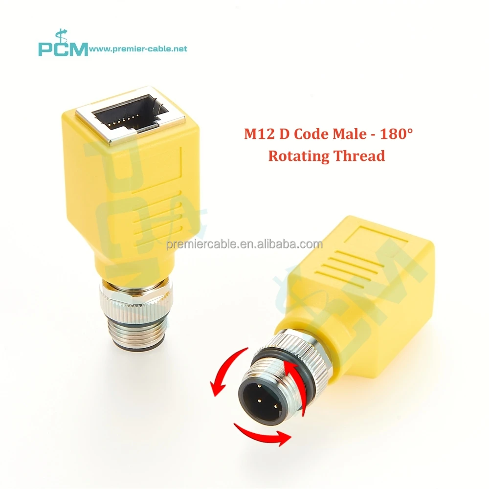 Profinet M12 D Code 4 Pin to RJ45 Connector - Industrial Ethernet Adapter