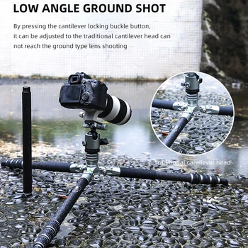 Fotopro Professional Good Quality Carbon Fiber Lightweight Extendable Dslr Camera DV Head Stand Tripod Set detail image