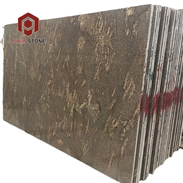 California Gold Granite Polished Slab Tiles, High quality Gold Granite Kitchen Countertops