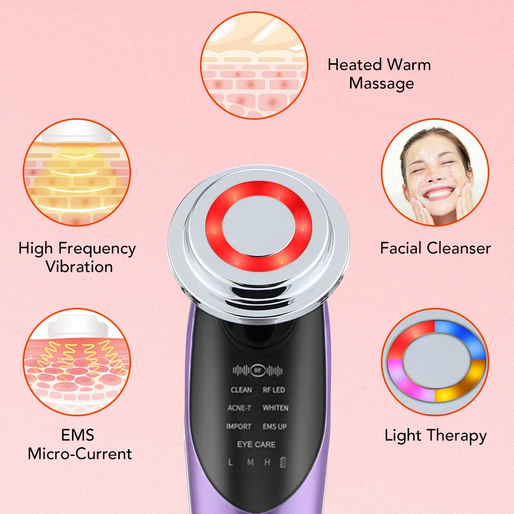 Anti Wrinkle Face Lifting Beauty Device RF Microcurrent Skin Rejuvenation Facial Massager