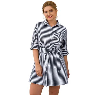 striped shirt dress plus size