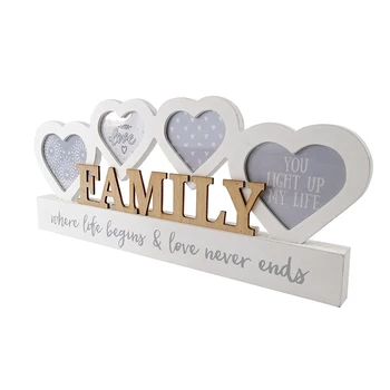 Home Decoration Gift Free Standing Wooden Family Three Picture Photo Frame